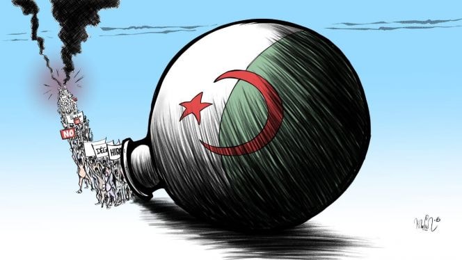  كاريكاتير: الشعب الجزائري يتقرب من “الانفجار” في وجه العسكر الحاكم