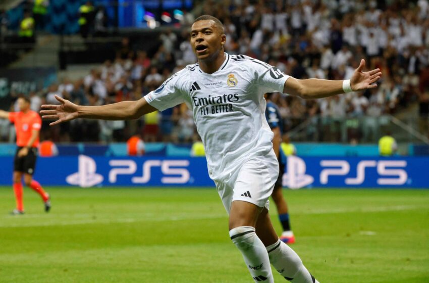  كأس السوبر الأوروبية: كيليان مبابي يسجل هدفه الأول في مباراته الرسمية الأولى مع ريال مدريد